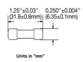 Mechanical Drawing - Bel Fuse 0603C Fast-Blow Fuses